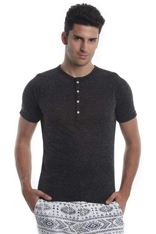 Solid Soft Cotton Knit Henley