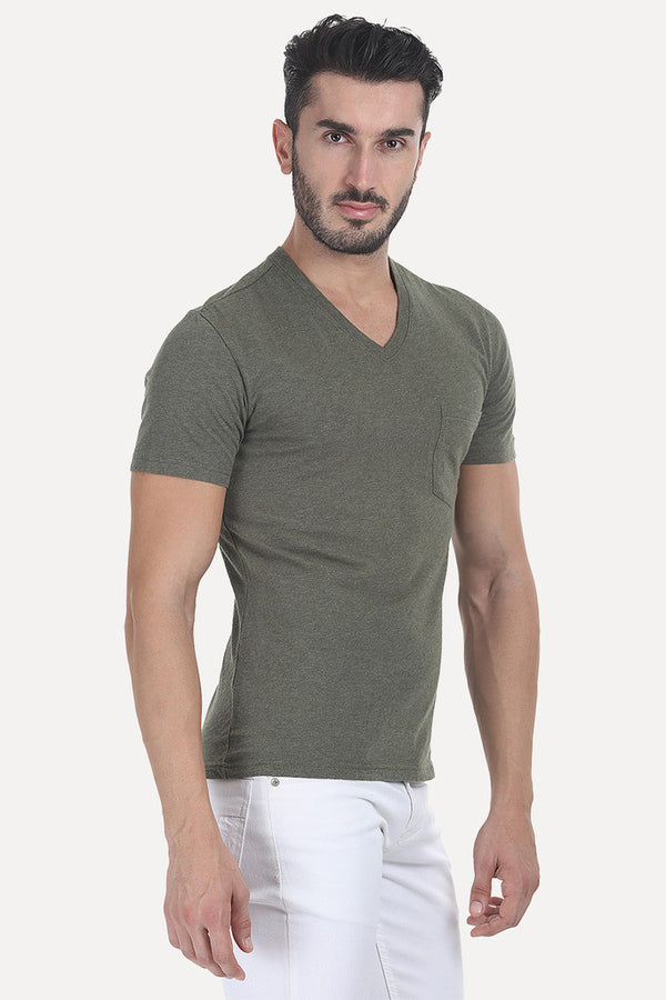 Solid Soft Heather V Neck Tee