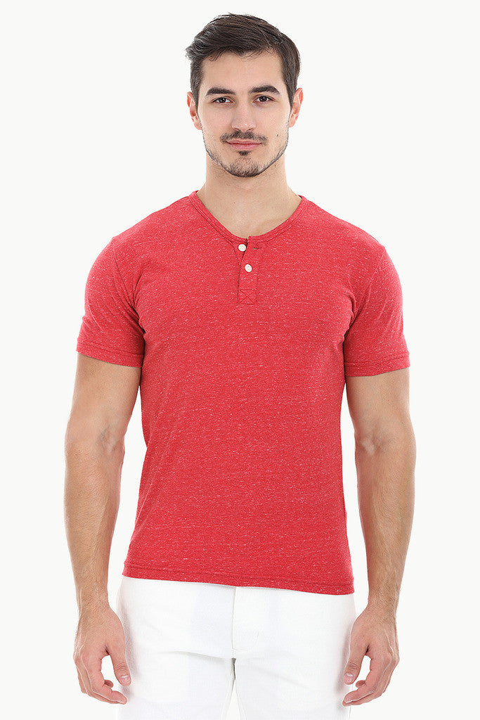 Speckled Yarn V Neck Henley