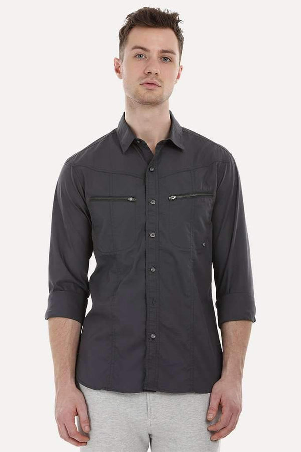 Statement Shirt with Twin Zipper Pockets