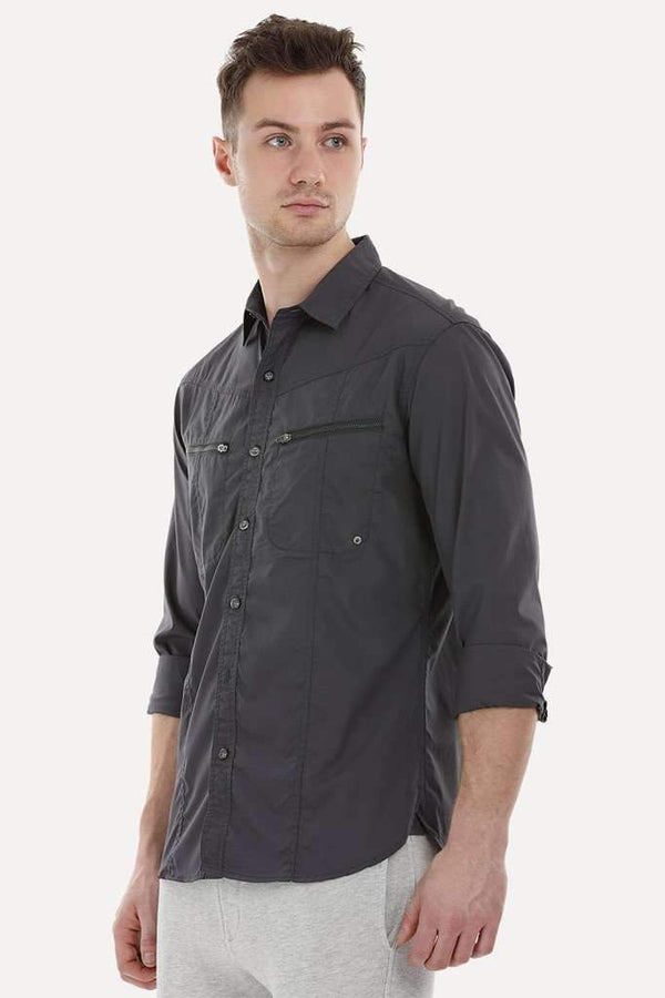 Statement Shirt with Twin Zipper Pockets