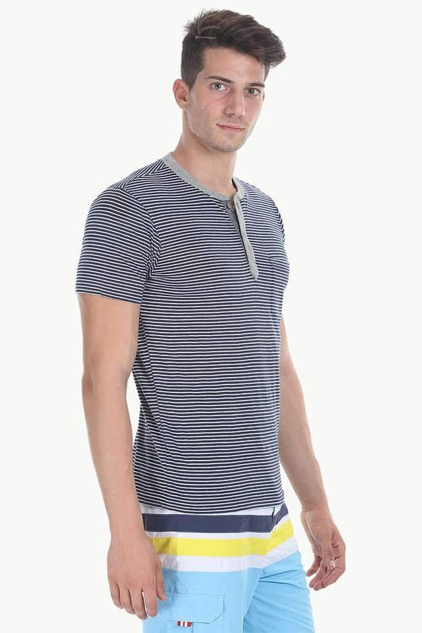 Striped Cotton Melange Knit Tee