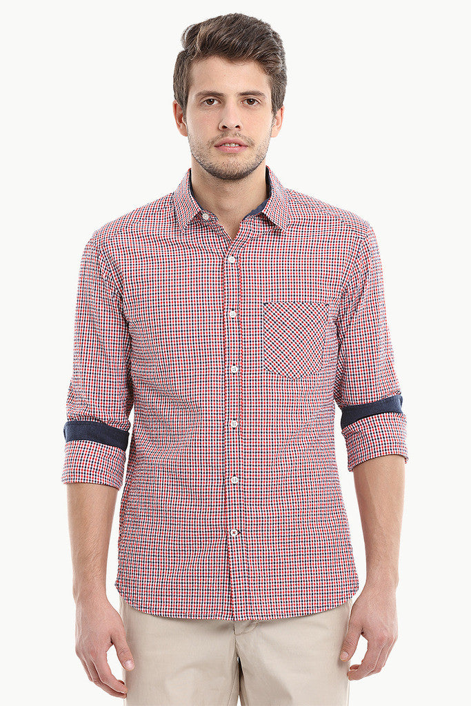 Summer Short Sleeve Plaid Seersucker Shirt