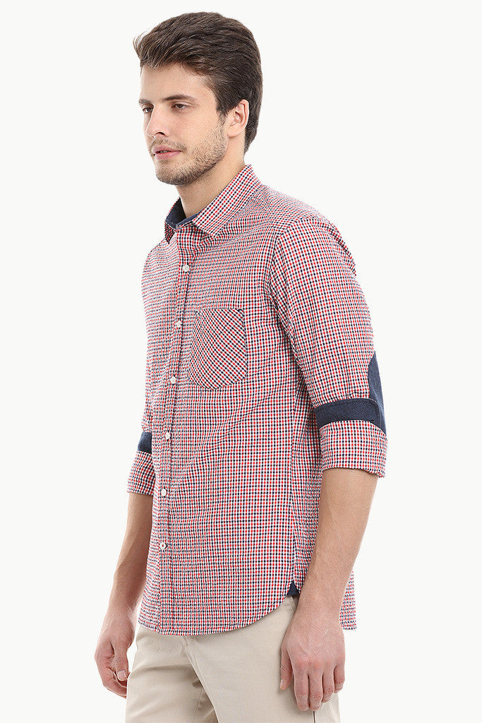 Summer Short Sleeve Plaid Seersucker Shirt