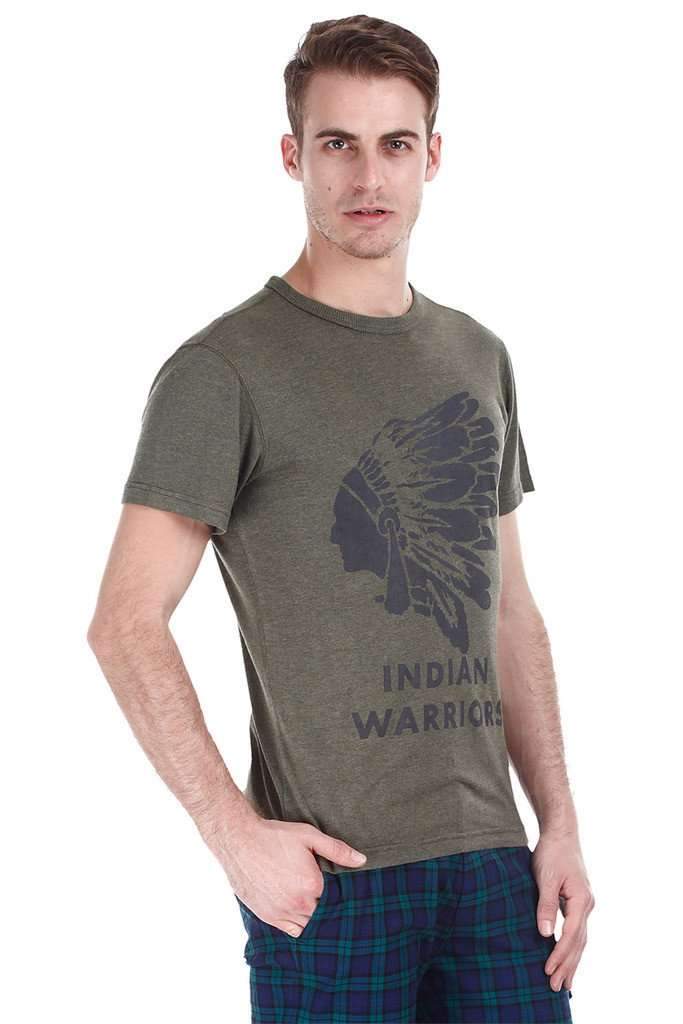 Super Soft Heather Indian Warrior Print Tee