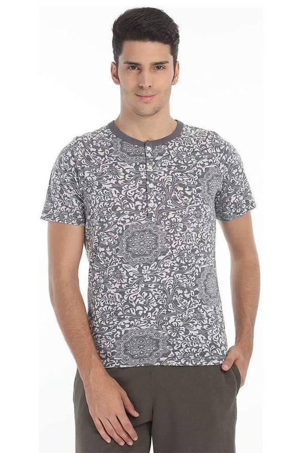 Super Soft Printed Short Sleeve Henley