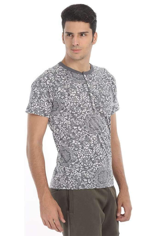 Super Soft Printed Short Sleeve Henley