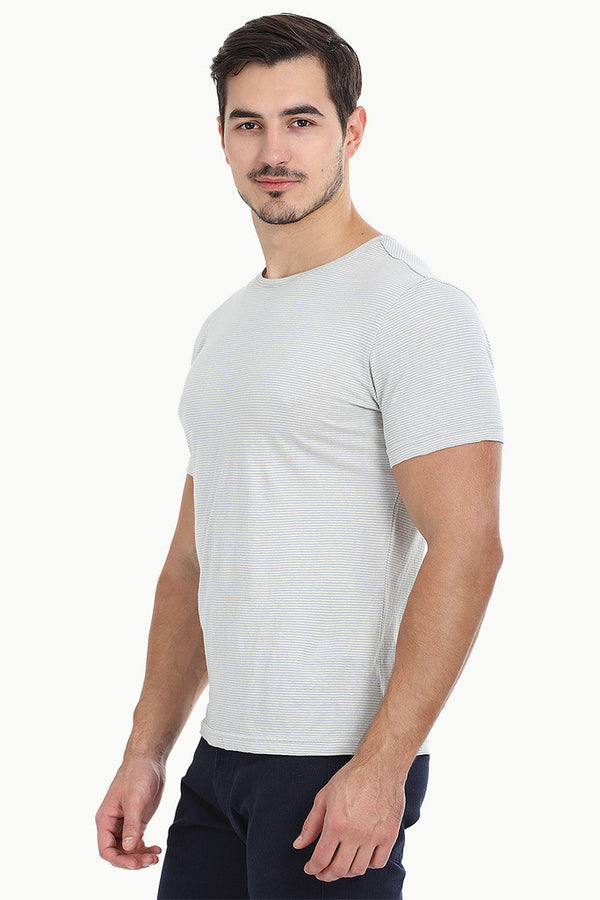 Thin Stripe Short Sleeved Crew