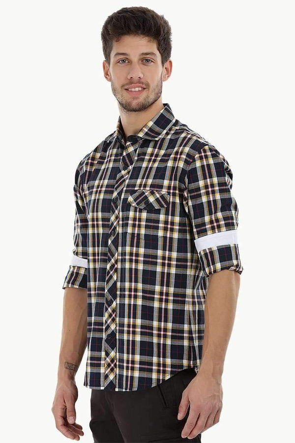 Windowpane Check Cotton Shirt